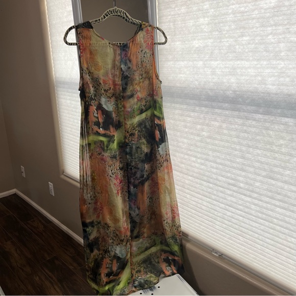 Bryn Walker Silk dress floral tie dye sheer shift Midi Dress Small NWT - Picture 13 of 17